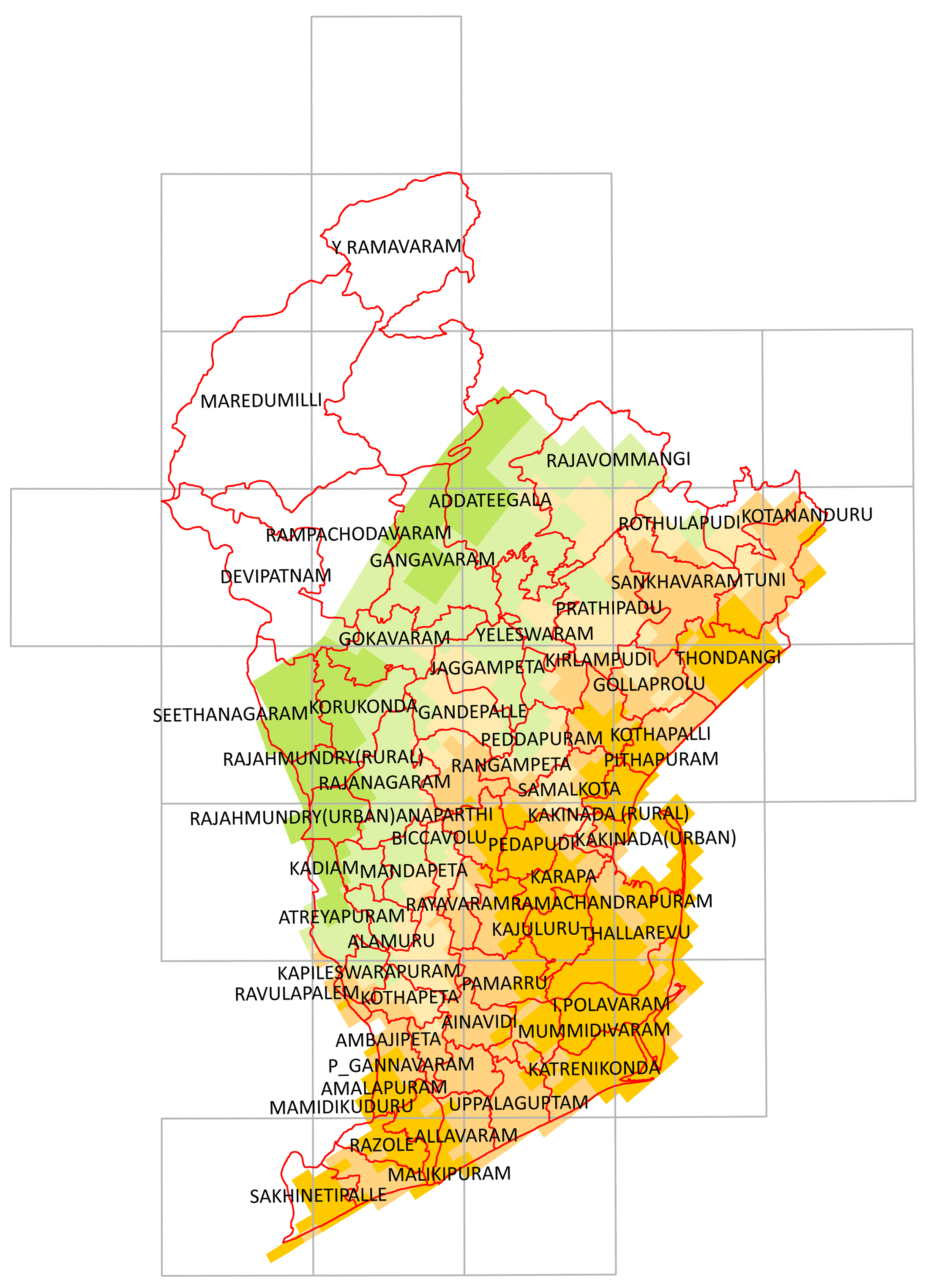 Storm surge inundation map for cyclone with wind speed